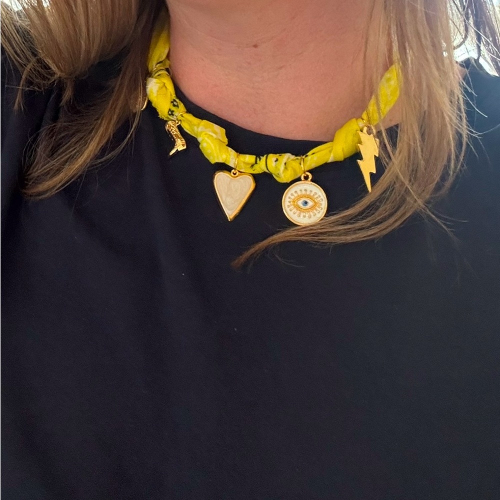 Yellow Bandana Gold Charm Necklace